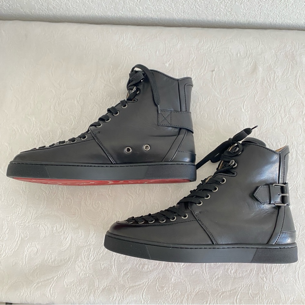 Christian Louboutin black leather Alfie Sneakers - Picture 9 of 11